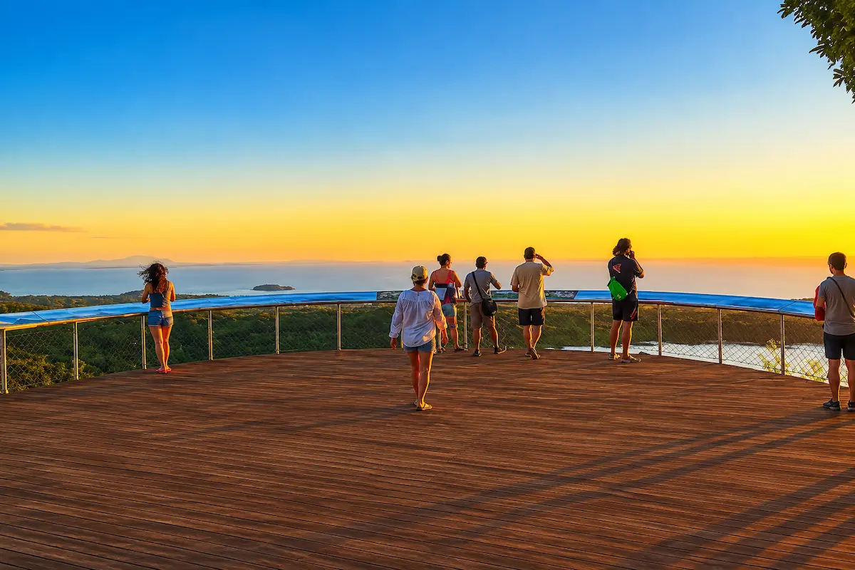 Tourists enjoying a sunset at Mont Passot in Madagascar