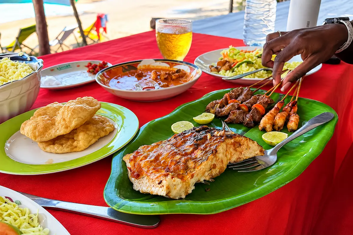 Traditional Malagasy beach lunch